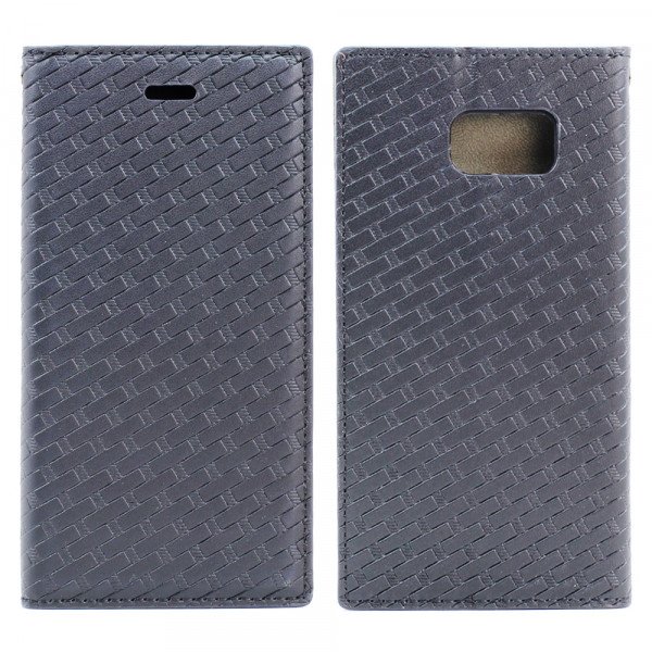 Wholesale Samsung Galaxy S6 Edge Plus Slim Check Magnetic Flip Leather Wallet Case (Black)